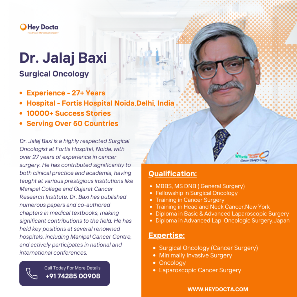 Dr. Jalaj Baxi’s vast experience and expertise have made him a beacon in the field of cancer surgery. His specialization in gastrointestinal and breast cancers positions him at the forefront of oncology treatment in India. His success stems from his continuous learning and adopting minimally invasive techniques, ensuring that surgeries are less painful and recovery times shorter. His research contributions in cancer treatment strategies have been well-received in the medical community.